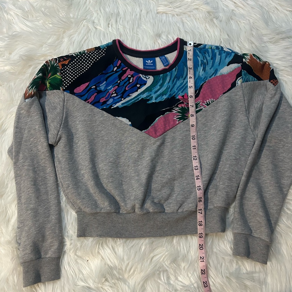 Adidas Gray Sweatshirt with Vibrant Multicolor Design